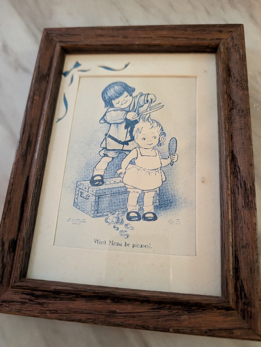 Hallmark Historical Collection 1990 Framed Postcard “Won’t Mama Be Pleased” Vint